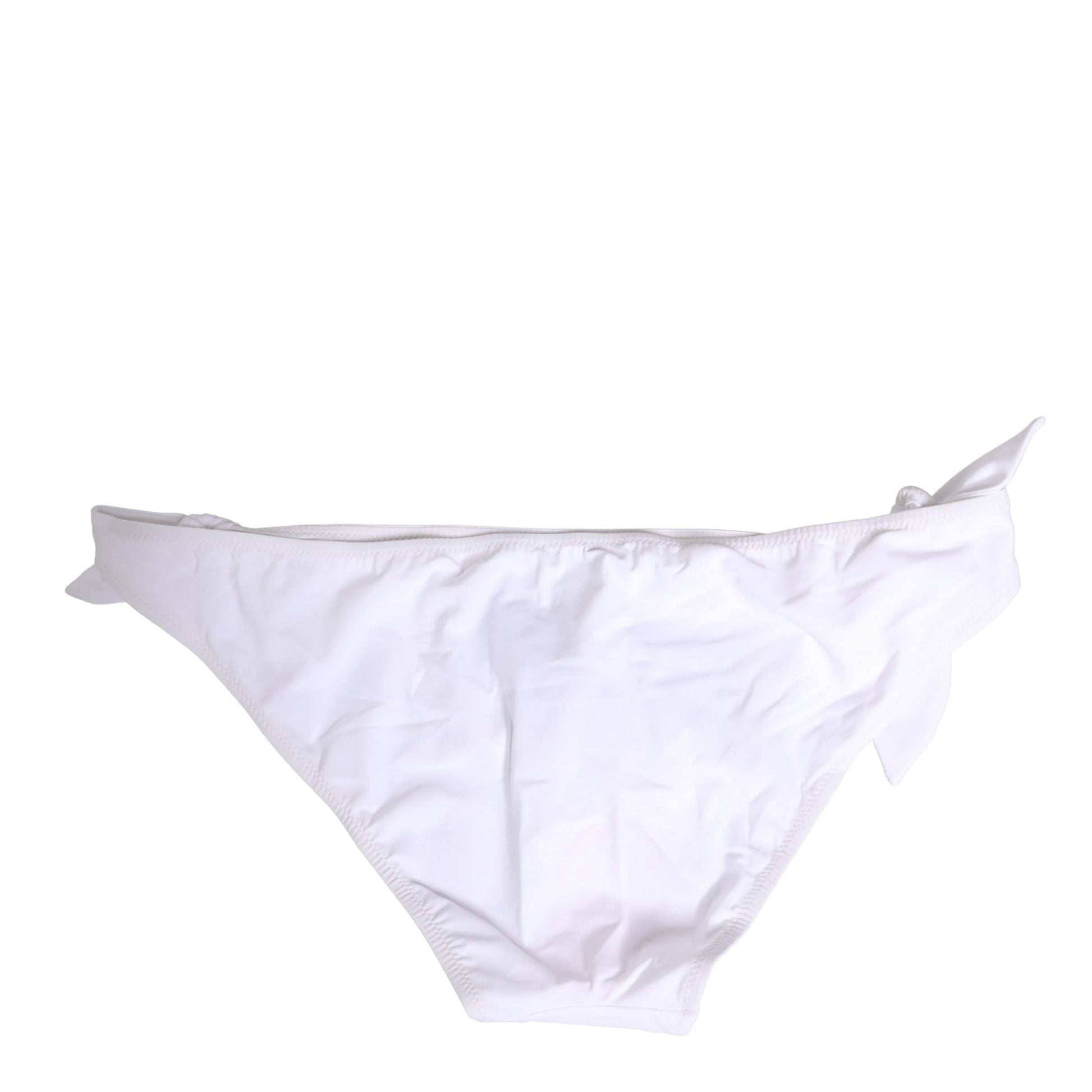 Dolce & Gabbana White Nylon DG Logo Plaque Bikini Bottom Swimwear
