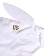 Dolce & Gabbana White Nylon DG Logo Plaque Bikini Bottom Swimwear