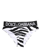 Dolce & Gabbana Black White Zebra Print Brief Panty Underwear - Eljoys Fashion 