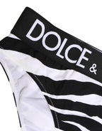 Dolce & Gabbana Black White Zebra Print Brief Panty Underwear - Eljoys Fashion 