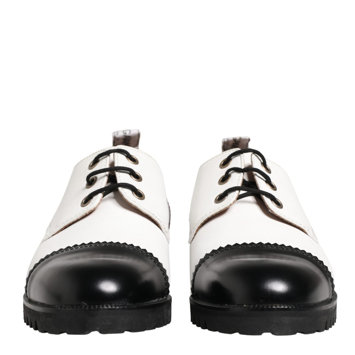 Cesare Paciotti Black White Leather Derby Shoes