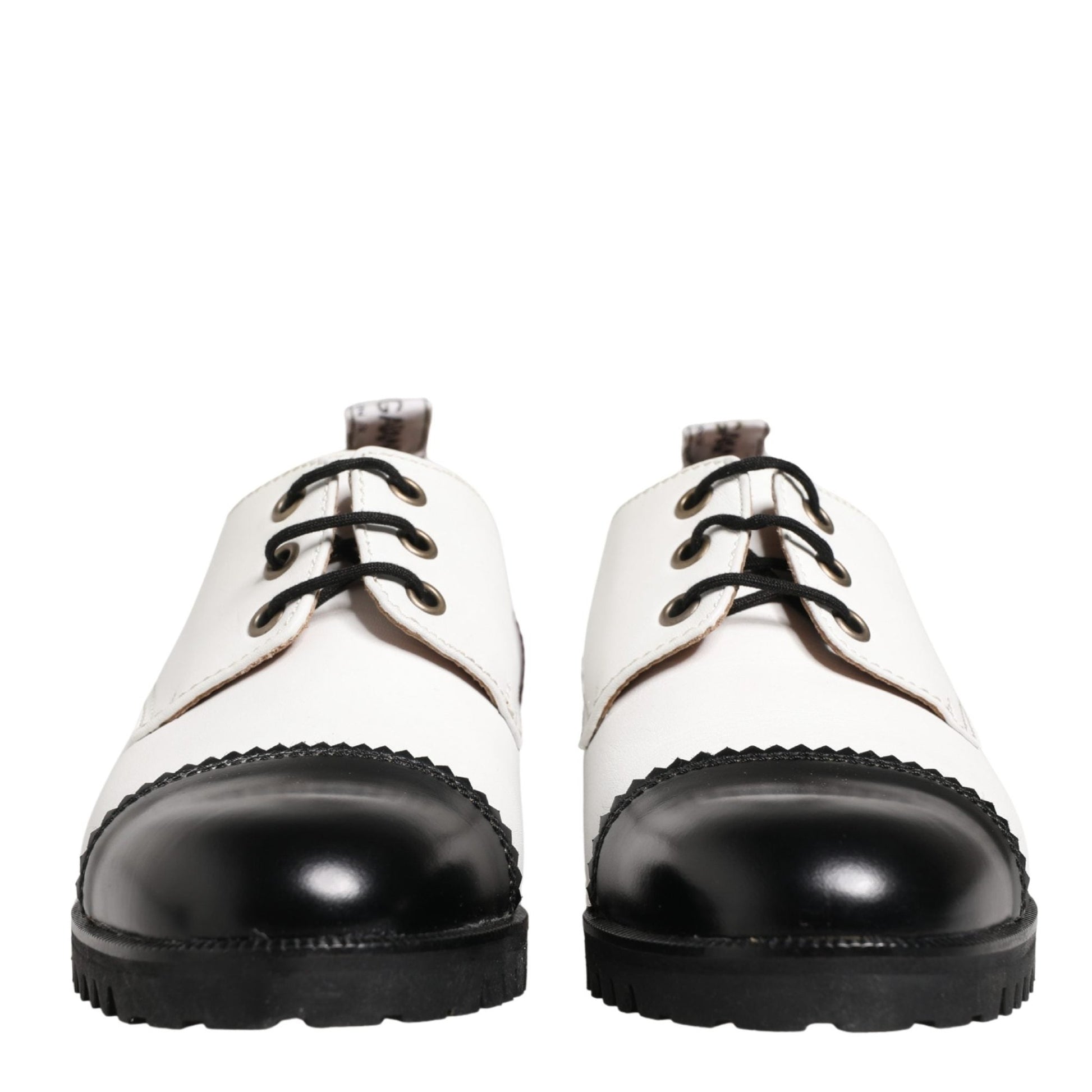 Cesare Paciotti Black White Leather Derby Shoes