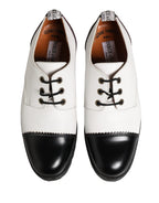 Dolce & Gabbana Black White Leather Derby Shoes