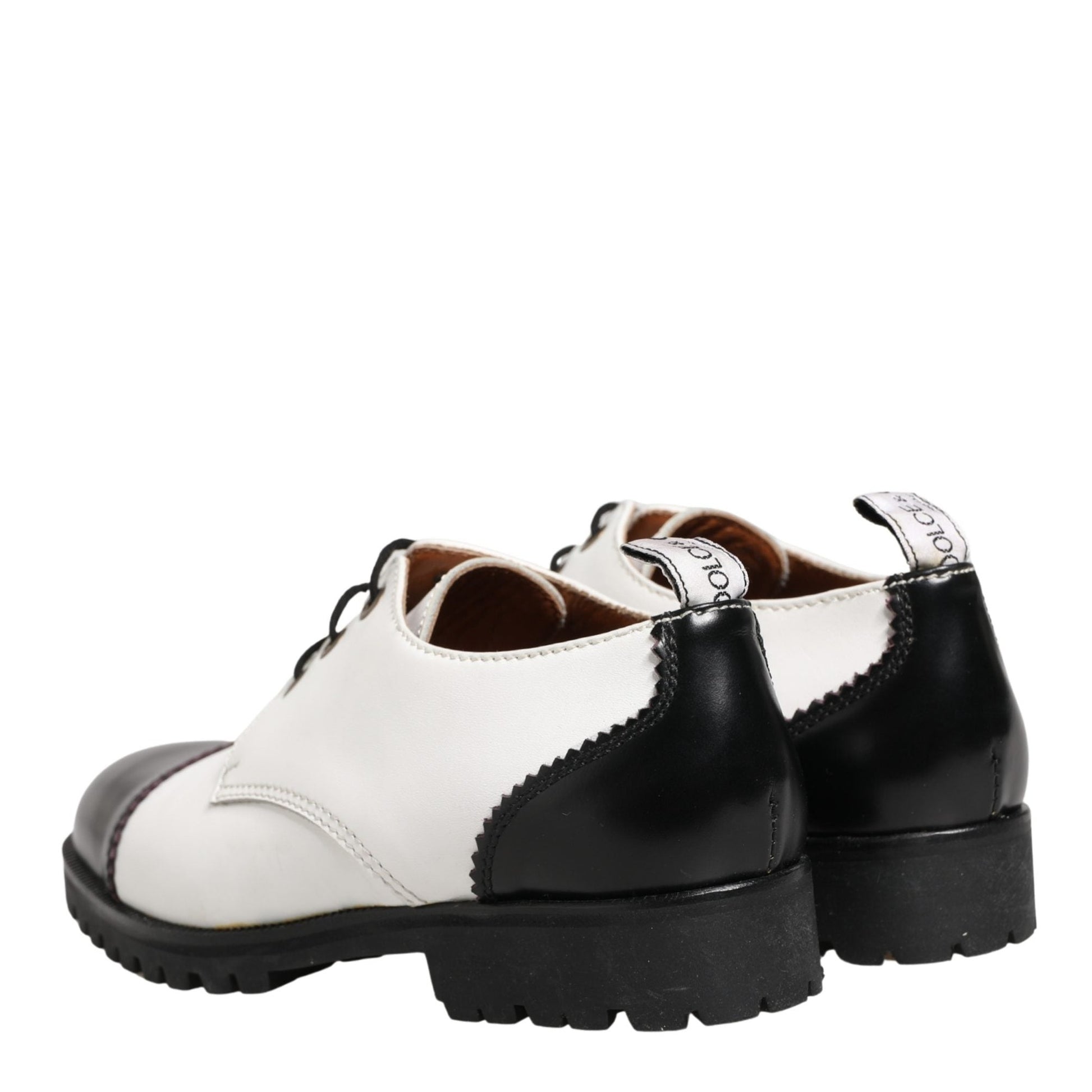 Cesare Paciotti Black White Leather Derby Shoes