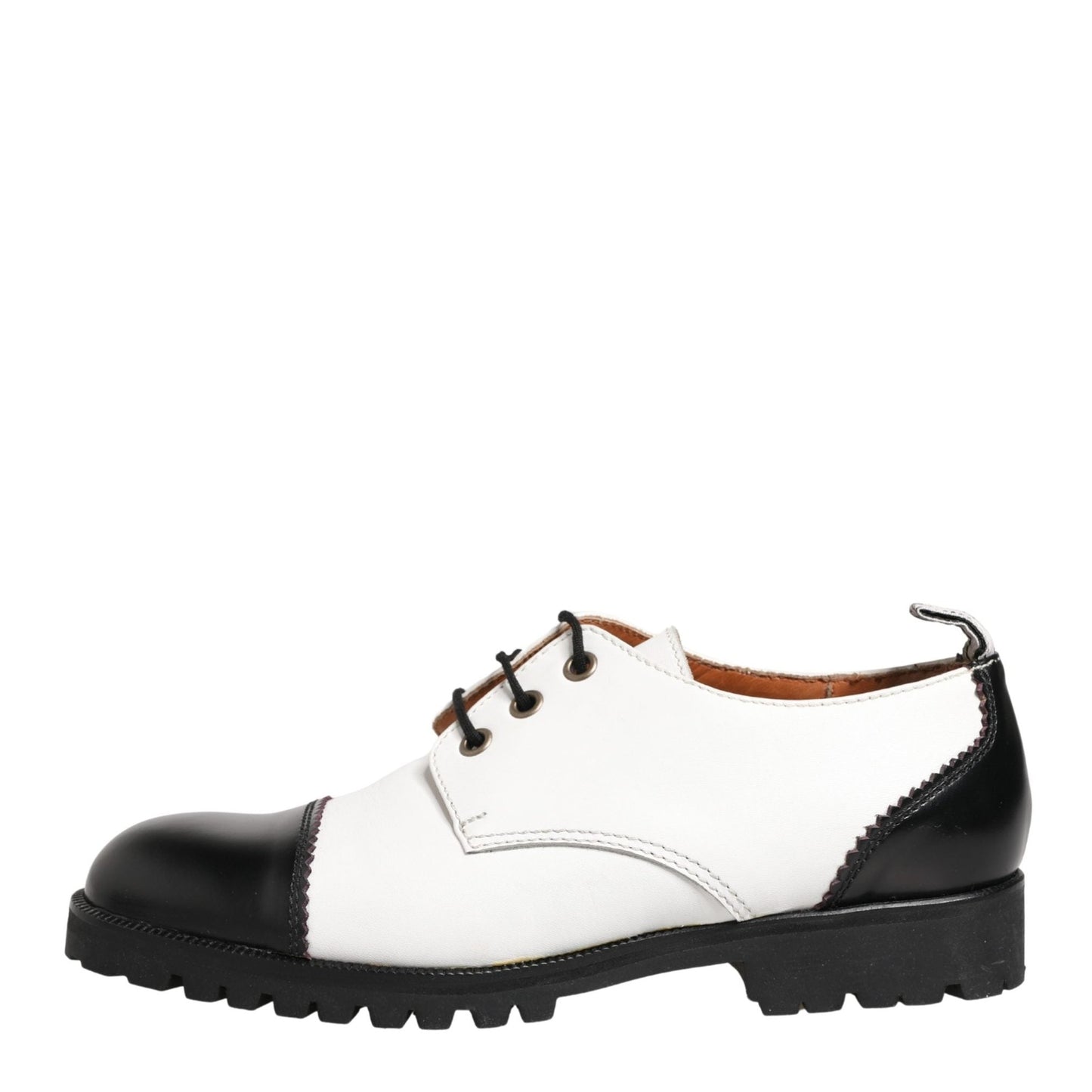 Cesare Paciotti Black White Leather Derby Shoes
