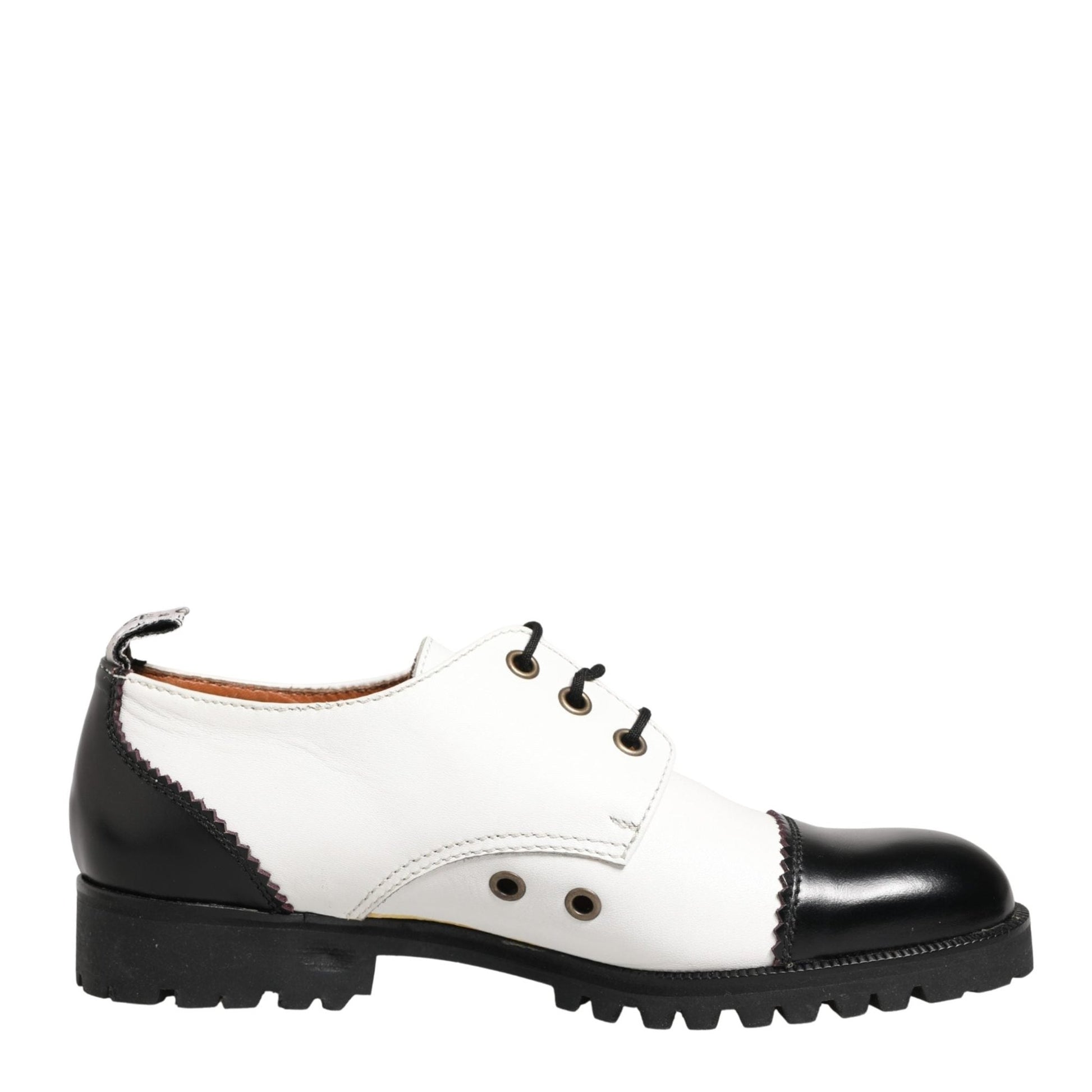 Cesare Paciotti Black White Leather Derby Shoes