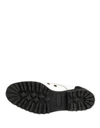 Dolce & Gabbana Black White Leather Derby Shoes