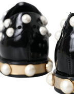 Dolce & Gabbana Black Leather Faux Pearl Dress Brogue Shoes