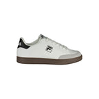 White Fila men's polyurethane sneaker with sporty design, featuring laces and cushioned sole for casual and athletic wear.