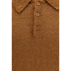 Sunflower brown cotton polo shirt with a classic collar and short sleeves, displaying a comfortable, casual fit.