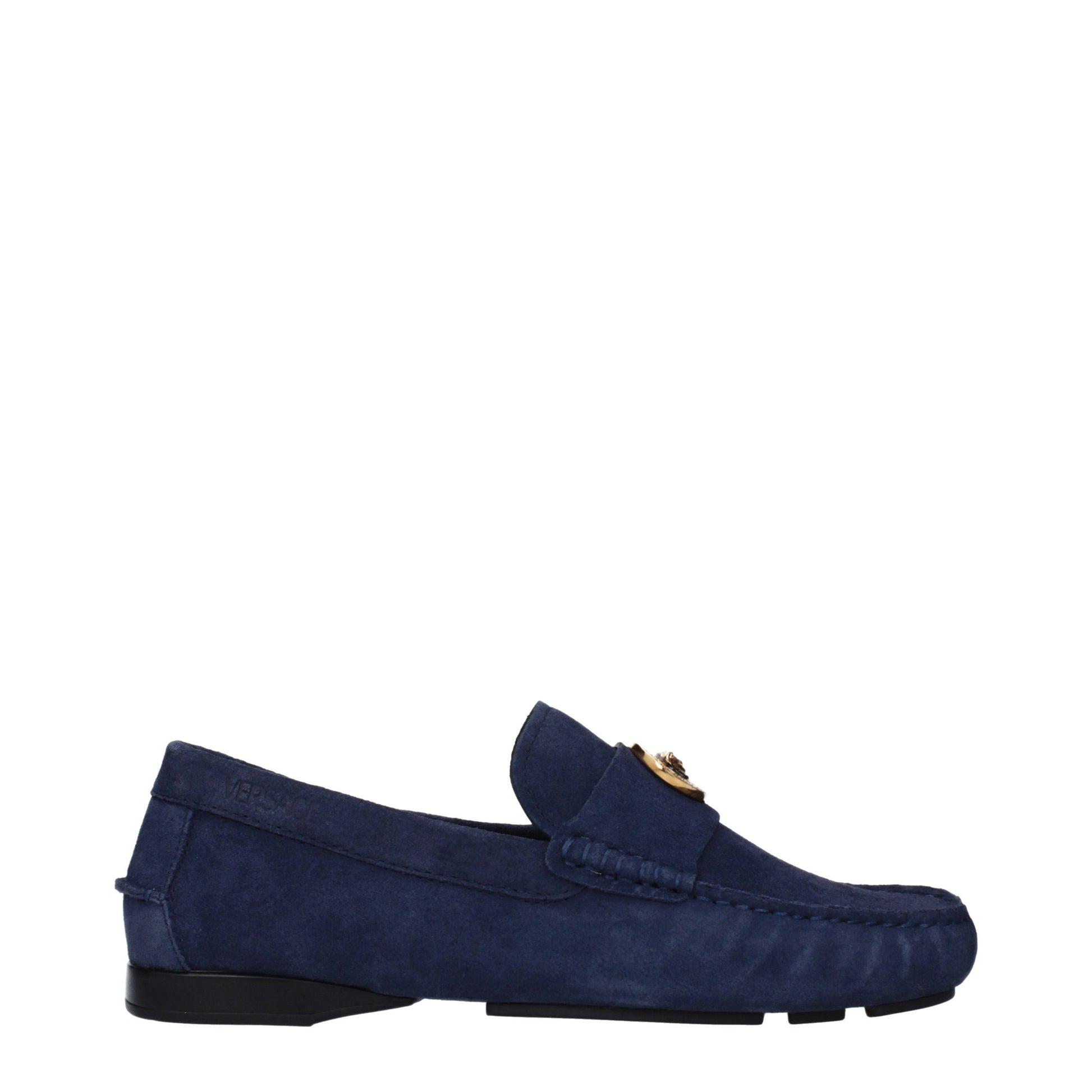 Versace Blue Leather Slip-On Loafers Versace