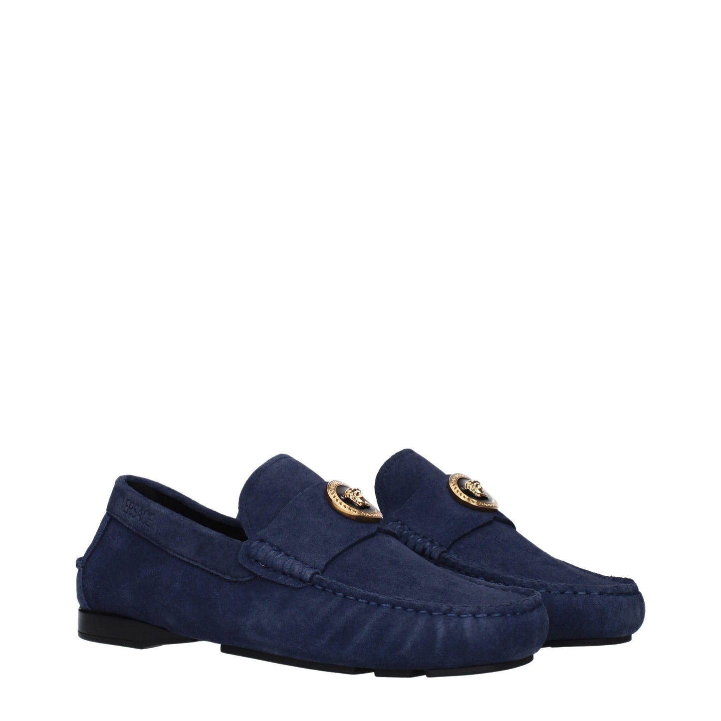 Versace Blue Leather Slip-On Loafers Versace