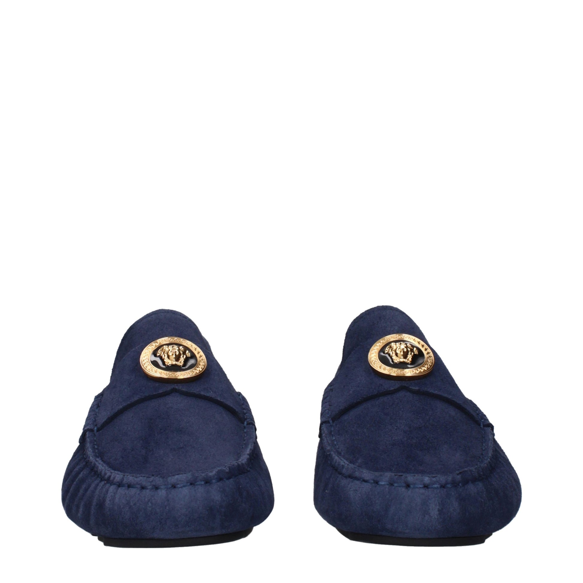 Versace Blue Leather Slip-On Loafers Versace