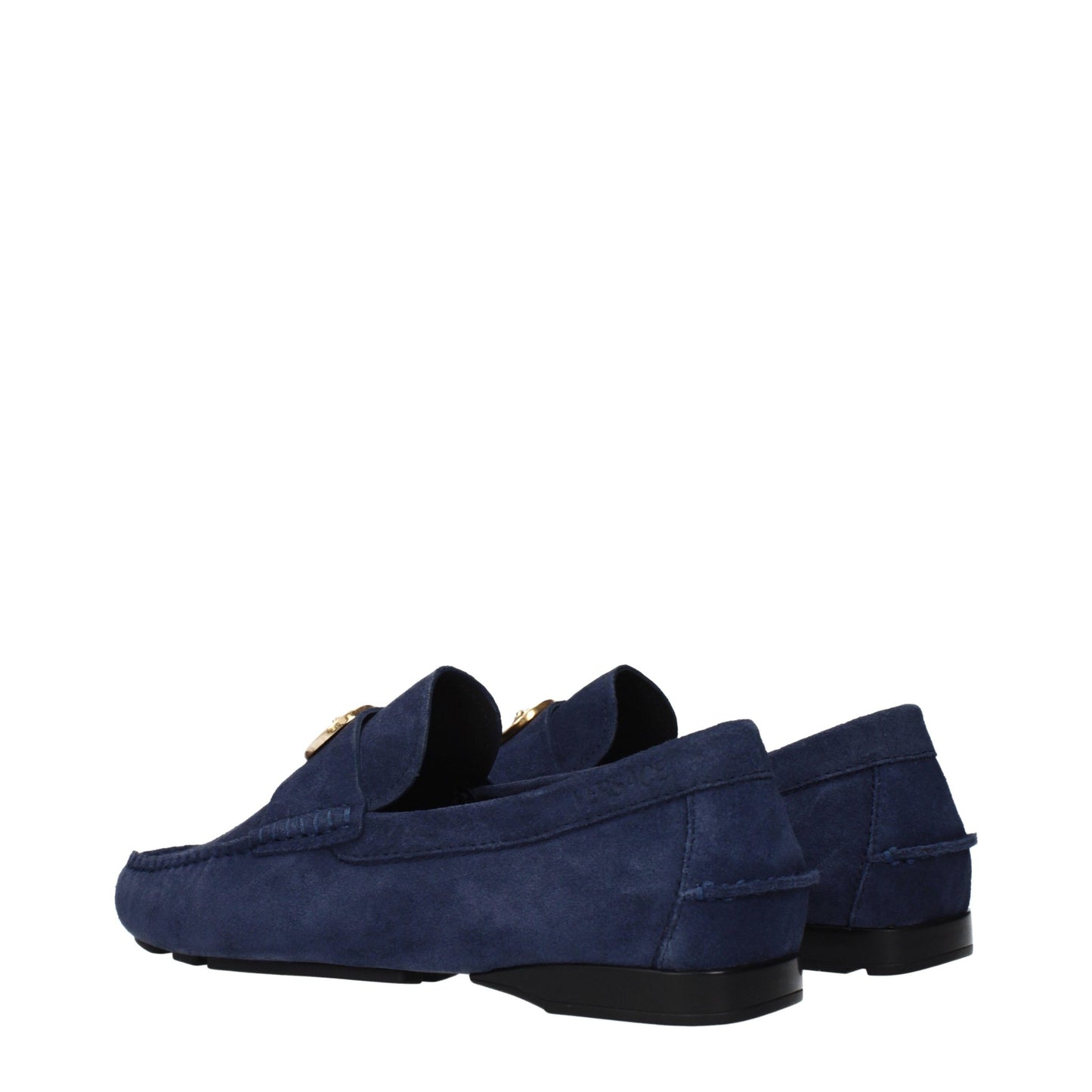 Versace Blue Leather Slip-On Loafers Versace