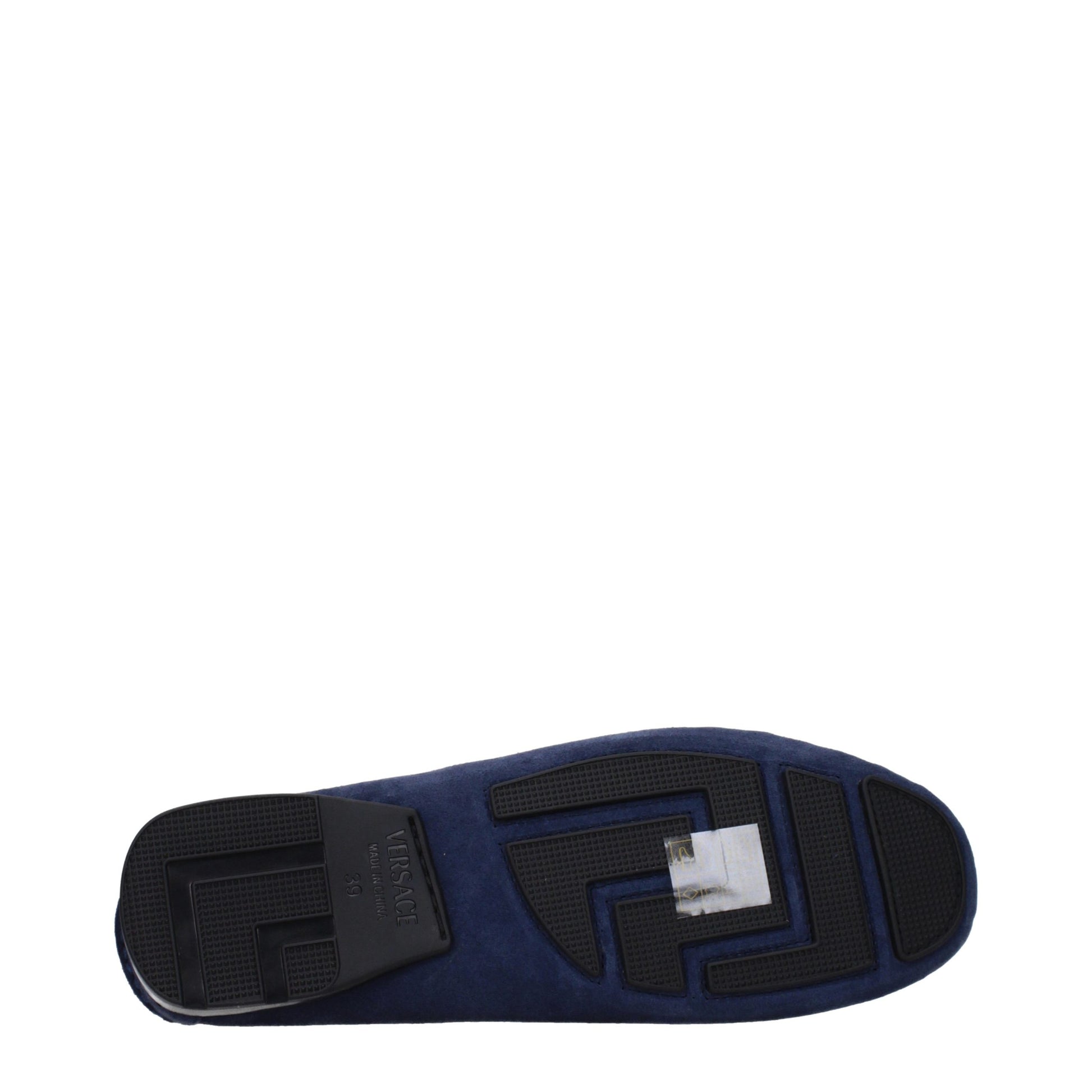 Versace Blue Leather Slip-On Loafers Versace