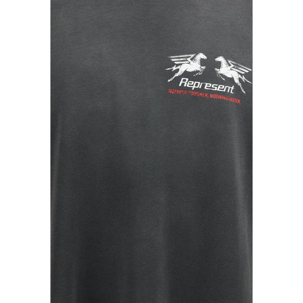 Represent gray cotton T-shirt with crew neck and short sleeves, displayed flat on a white background.