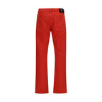Versace Red Cotton Straight-Leg Jeans