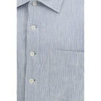 Blue cotton shirt with sunflower pattern by Sunflower, featuring a casual fit and button-down style.