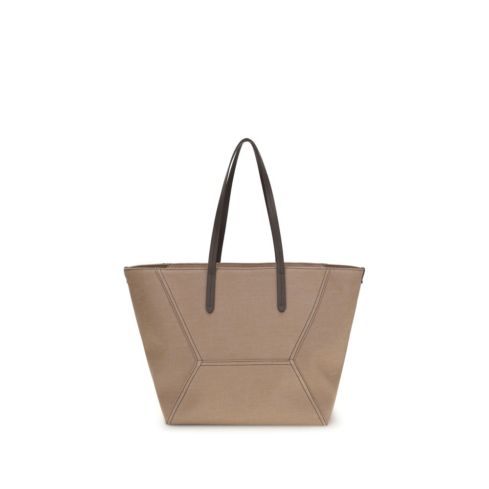 Brunello Cucinelli Beige Nylon Shoulder Bag