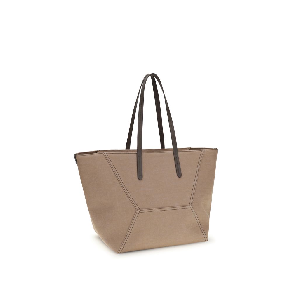 Brunello Cucinelli Beige Nylon Shoulder Bag
