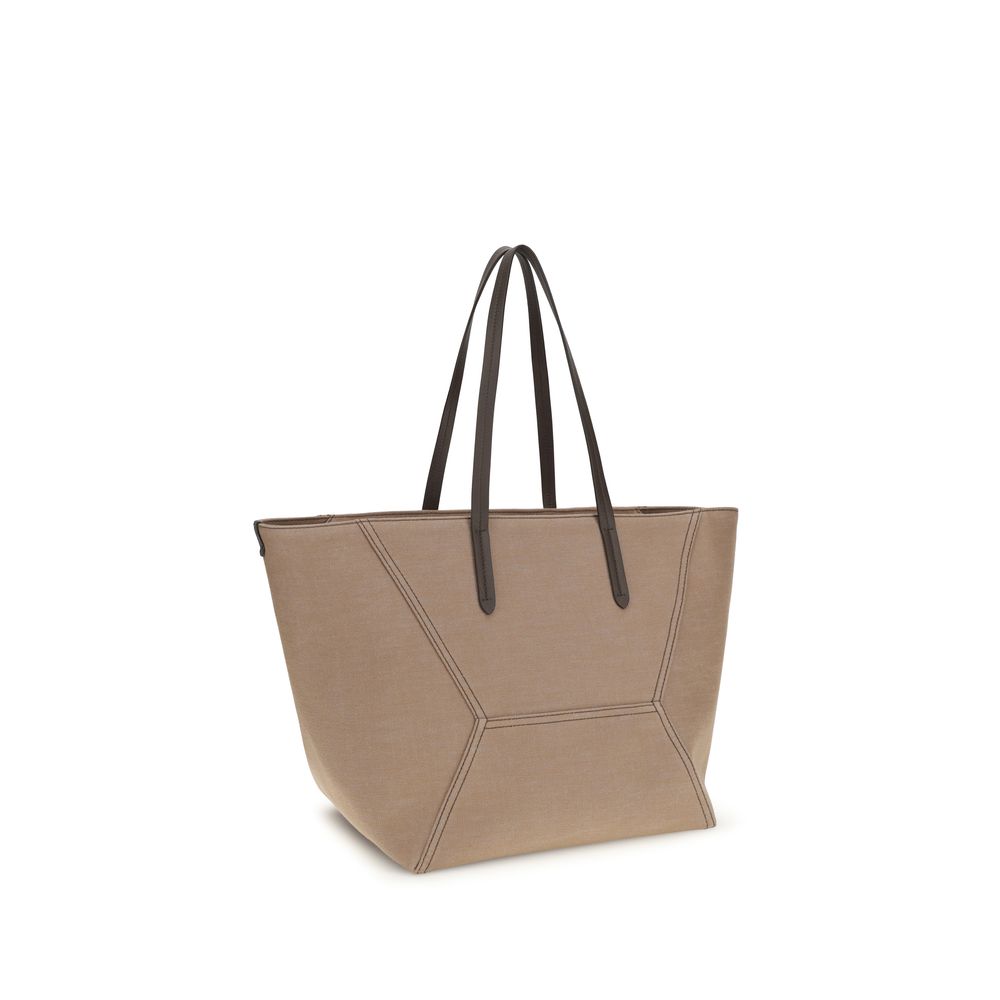 Brunello Cucinelli Beige Nylon Shoulder Bag