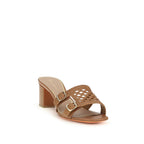 Santoni Beige Calf Leather Bos Taurus Platform Sandals Santoni