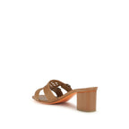 Santoni Beige Calf Leather Bos Taurus Platform Sandals Santoni