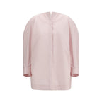 Jacquemus multicolor cotton shirt with bright, abstract pattern and classic collar, displayed flat on a white background.