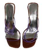 Dolce & Gabbana Silver Block Heels Slip On Sandals Shoes