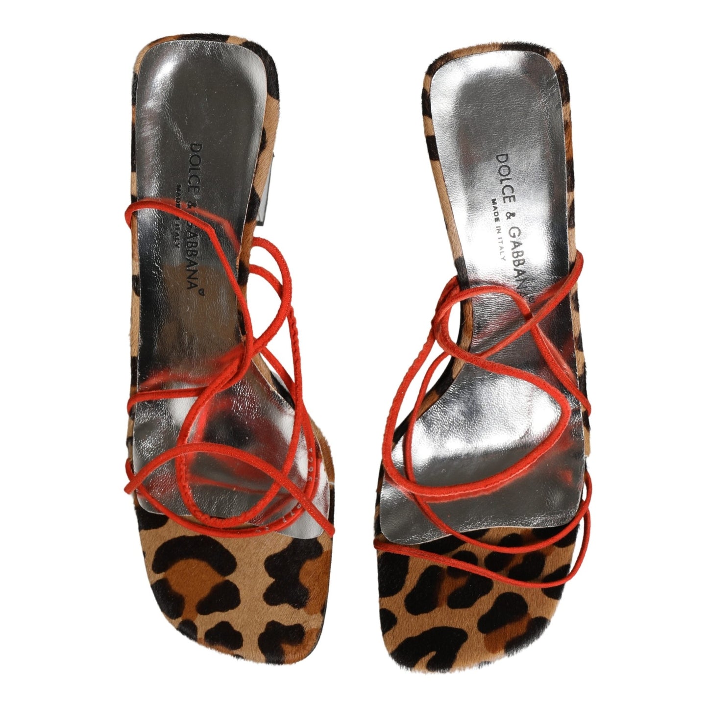 Dolce & Gabbana Multicolor Leather Block Heels Sandals Shoes