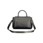 Black Guess Jeans polyurethane women's handbag with sleek design and top handle, featuring subtle brand logo and textured finish.