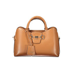 Guess Jeans women's brown polyurethane handbag with sleek design and top handles, featuring a stylish, versatile accessory for everyday use.