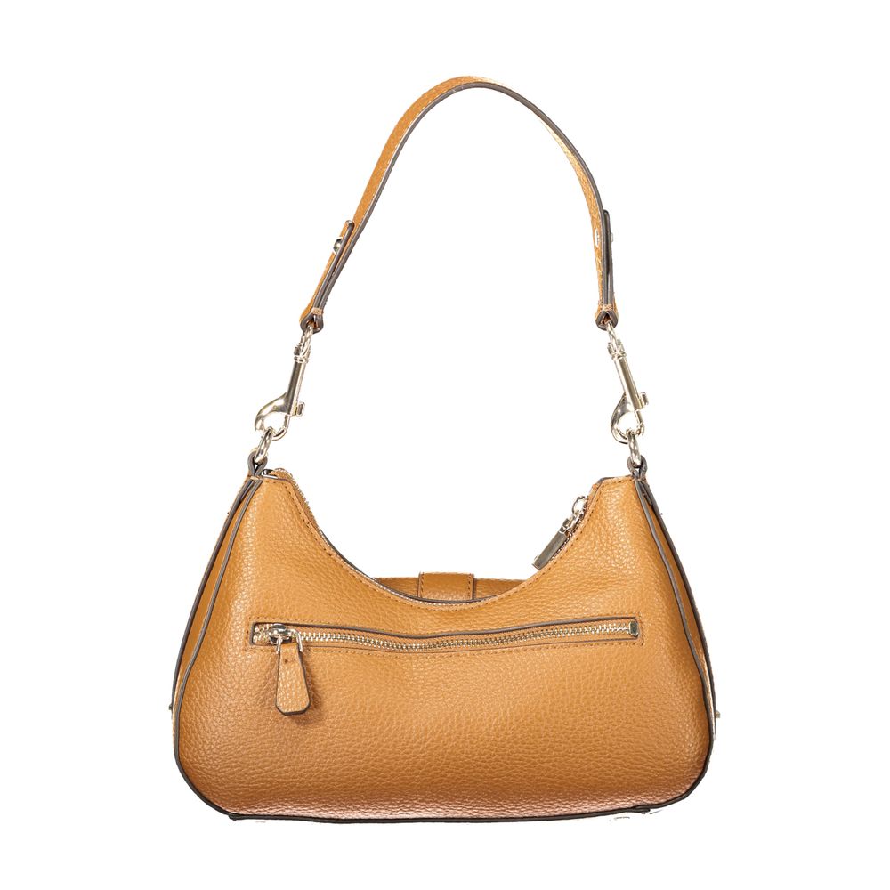 Guess Jeans women's brown polyurethane handbag with sleek design and stylish handles, perfect for everyday use.