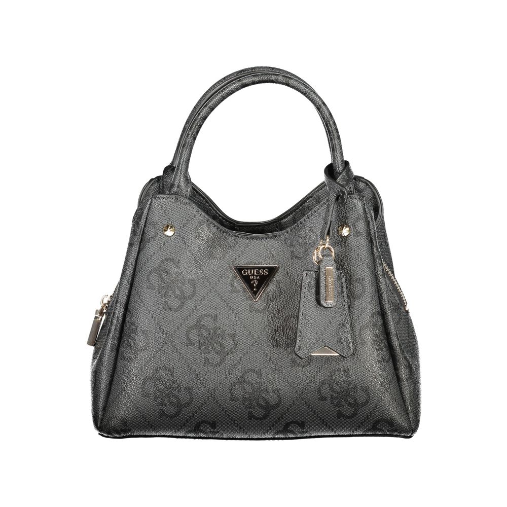 Black Guess Jeans women's handbag made of polyurethane, stylish design with top handles and minimal branding.