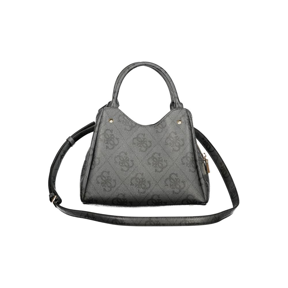 Guess Jeans Nero black polyurethane women's handbag with sleek design and gold-tone hardware, featuring top handles and a zip closure.