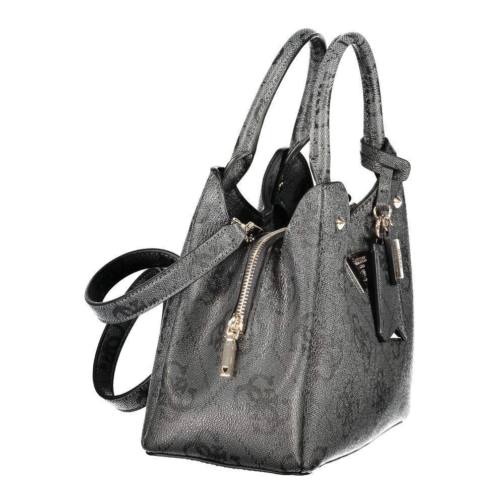 Guess Jeans Nero black polyurethane women’s handbag with sleek design and gold-tone hardware.