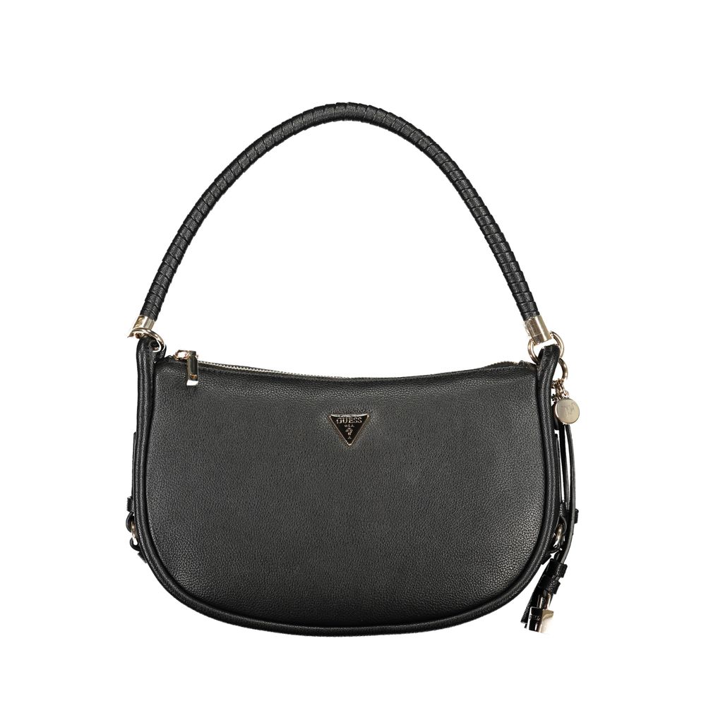 Guess Jeans Nero polyurethane women's handbag with sleek design and top handle, featuring gold-tone hardware and spacious interior.
