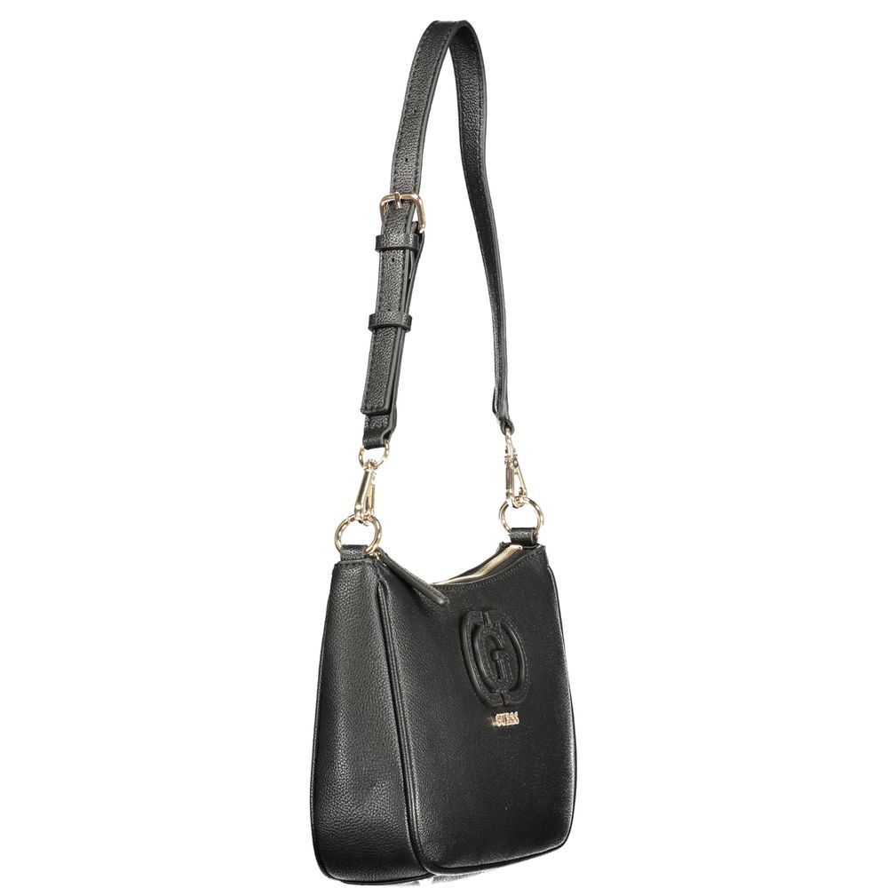 Black Guess Jeans women's handbag made of polyurethane with sleek design, featuring a structured shape and stylish hardware.