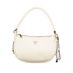 Guess Jeans white polyurethane women's handbag with sleek design and silver hardware, featuring top handles and a spacious interior.