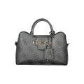 Guess Jeans black polyurethane women's handbag with sleek design, featuring silver hardware and a spacious interior.
