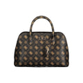 Guess Jeans brown polyurethane woman handbag with structured design and top handle, stylish accessory for casual or formal outfits.