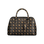 Guess Jeans brown polyurethane woman handbag with structured design and top handle, stylish accessory for casual or formal outfits.