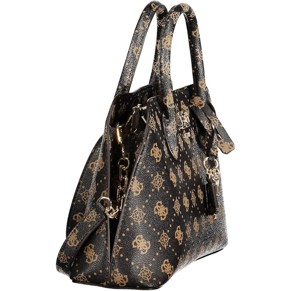 Guess Jeans brown polyurethane women's handbag with sleek design and top handle, stylish accessory for casual or formal outfits.