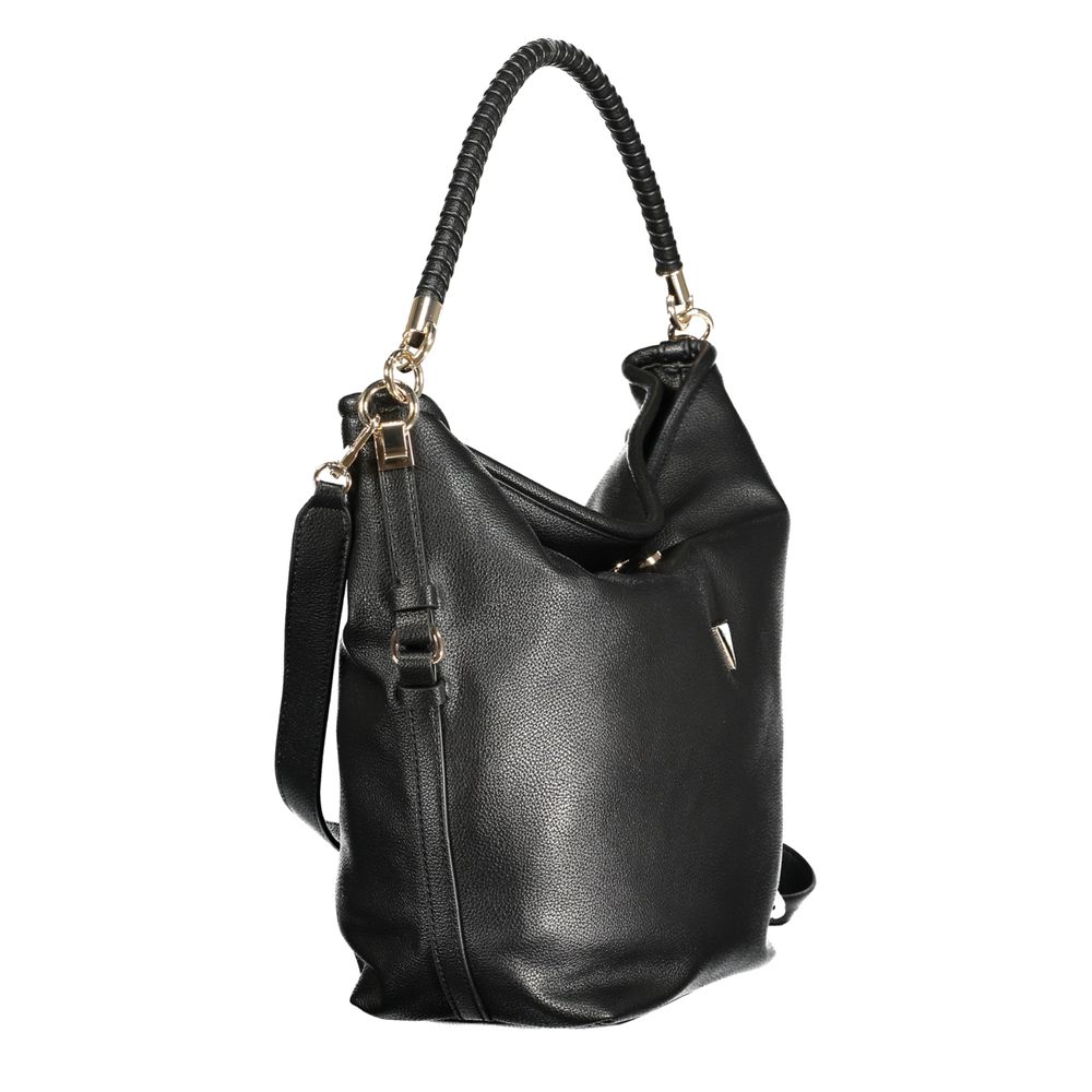Guess Jeans Nero black polyurethane shoulder bag for women, featuring a sleek design and spacious interior.