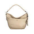 Guess Jeans beige polyurethane women's handbag with structured shape and top handles, featuring subtle stitching details.
