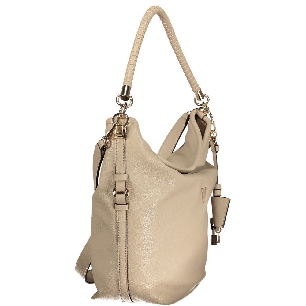 Beige Guess Jeans women's handbag made of polyurethane, featuring a stylish and functional accessory for casual and chic outfits.