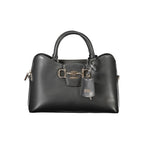 Black Guess Jeans women's handbag made of polyurethane, featuring a sleek design with gold-tone hardware and adjustable strap.