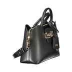 Black Guess Jeans polyurethane women's handbag with sleek design and top handle, featuring subtle brand detailing.