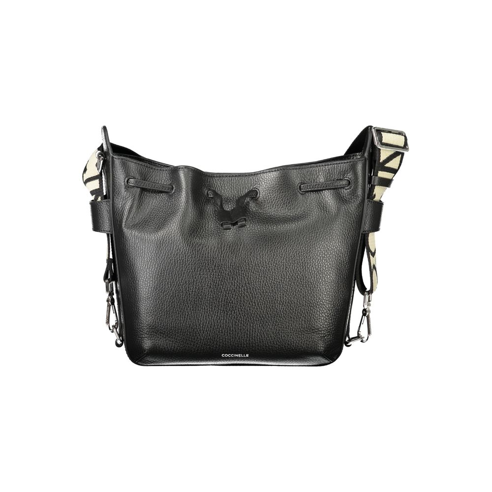 Brown leather Coccinelle women's bag with sleek design and subtle branding, featuring a structured shape and top handle.