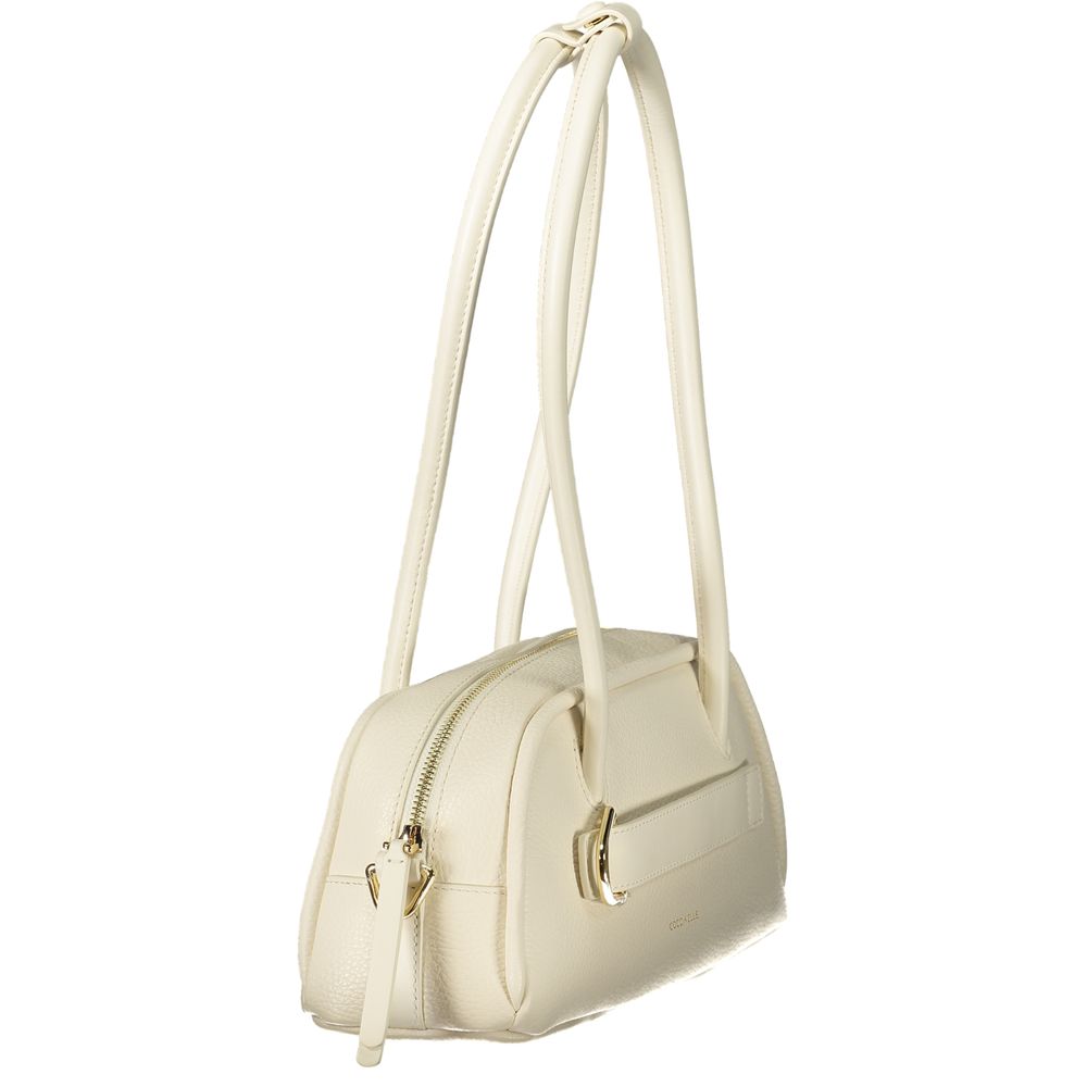 Coccinelle Viola leather women's handbag with gold-tone hardware and top handle, featuring a sleek, stylish design.